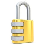 3d golden code padlock